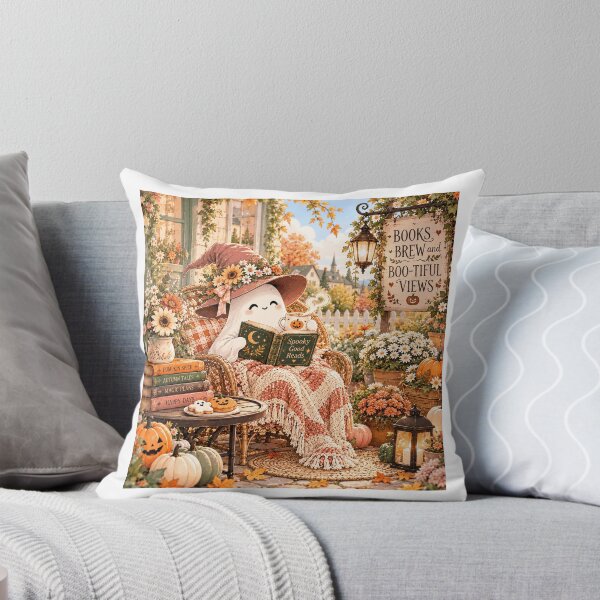 Item preview, Spooky Good Reads – Cute Ghost Reading in a Cozy Halloween Garden designed and sold by PaginaBrew.