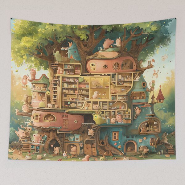Item preview, Whimsical Woodland Village designed and sold by ONYX Pixee.