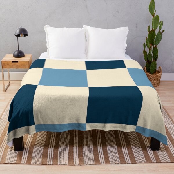 Item preview, Deep blue - Blue blood - Cream - Checkered Pattern vintage style Plaid large designed and sold by DColourMuse.