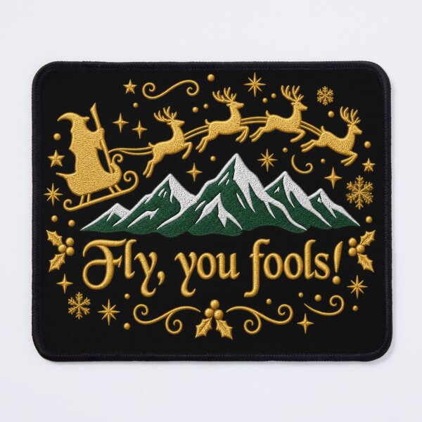 Item preview, Golden Santa Sleigh Flying Above Snowy Mountains designed and sold by Altenpendinton.