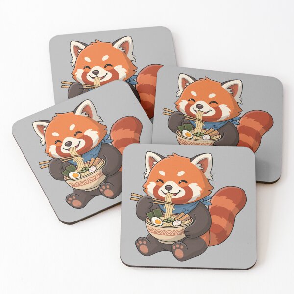 Item preview, Kawaii Red Panda Eating Ramen | Cute Japanese Noodle Illustration designed and sold by JvW studios.
