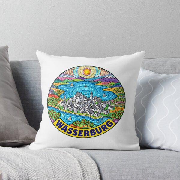 Item preview, Wasserburg Germany Lake Constance Peninsula Village Colorful Dot Art Sticker designed and sold by Imaginarium of Chaos falcon88 .