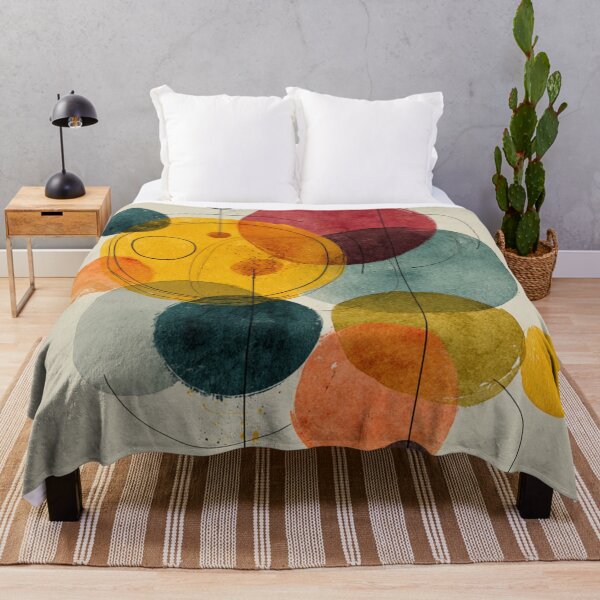 Item preview, Mid-Century Bauhaus Watercolor Geometric Circles Line Art Abstract Pattern designed and sold by GrinGalore.