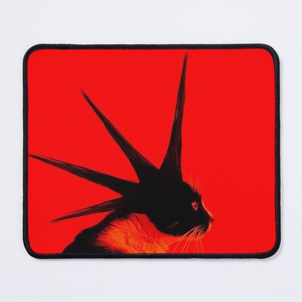 Item preview, Punk Rock Cat with Spiked Mohawk – Red Black Alternative Art designed and sold by StaticGallery9.