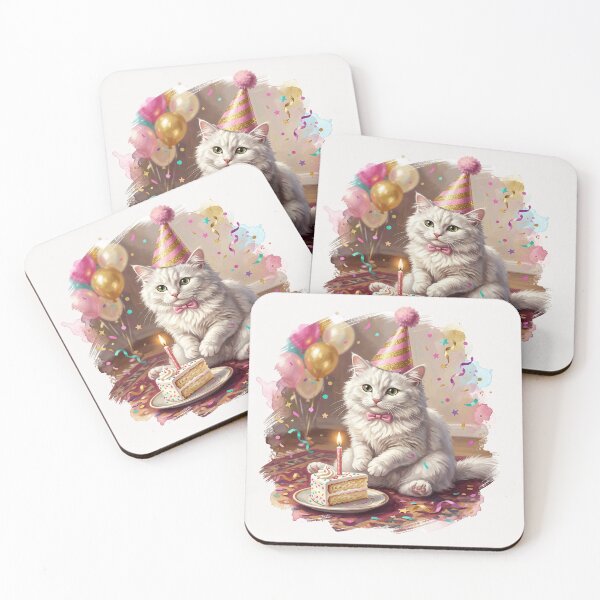 Item preview, Birthday Cat Party Hat Cake designed and sold by Glamalt.