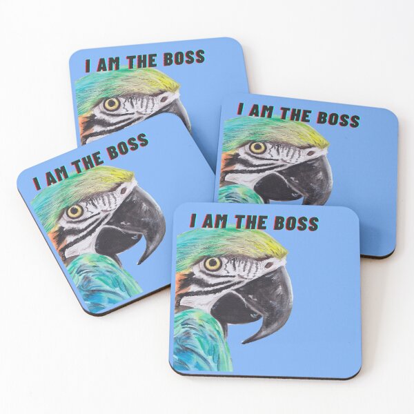 Item preview, Funny Colorful Macaw Parrot I Am The Boss Meme Art designed and sold by viviwildpaint.