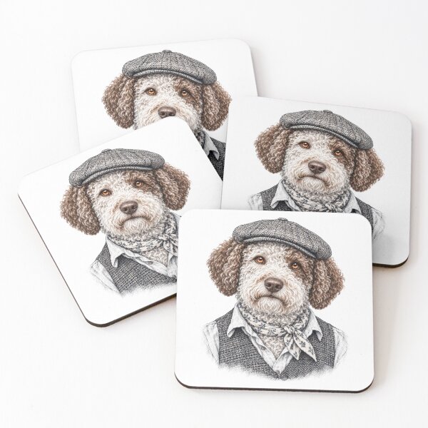 Item preview, Lagotto Romagnolo Gentleman – Tweed Cap Dog Portrait designed and sold by Paper-Pickle.