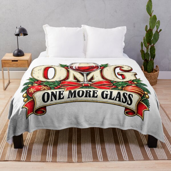 Item preview, OMG One More Glass Christmas Wine Vintage Festive Party Art designed and sold by AnsadoWinu.