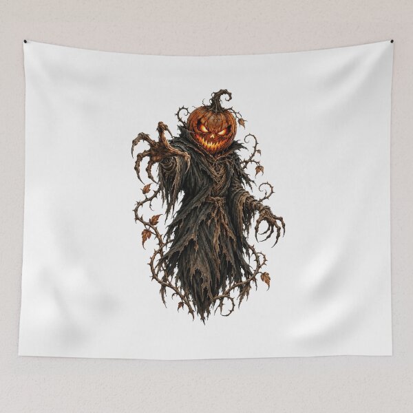 Item preview, Sinister Pumpkin Scarecrow Horror Halloween Creature Design. designed and sold by The-T-In-Retro.