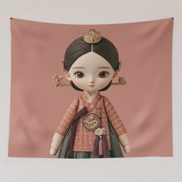 Item preview, Cute 3D Hanbok Doll with Gold Embroidery designed and sold by colorful-white.