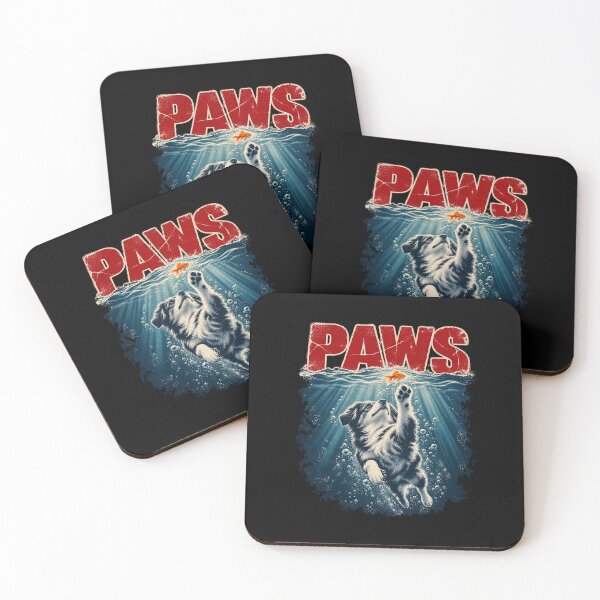 Item preview, Miniature American Shepherd PAWS Funny Shark Movie Parody designed and sold by clickmostro.