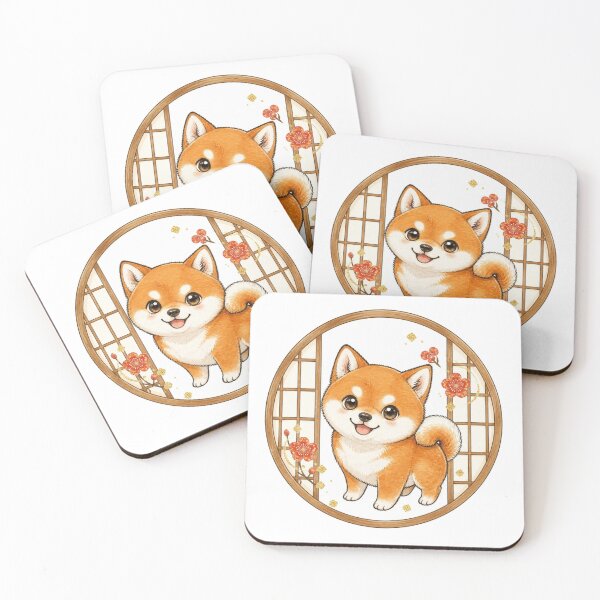 Item preview, Red Shiba Inu in Round Marumado Window designed and sold by Kawaii Matcha Studio.