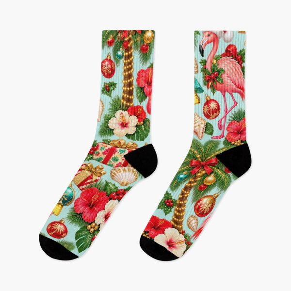 Item preview, Tropical Flamingo Christmas – Pink Holiday Paradise Pattern designed and sold by MetaModel Editions.