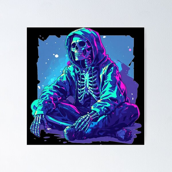 Item preview, Neon Skeleton Hoodie Cyberpunk Gothic Streetwear Art designed and sold by FusionCipher.