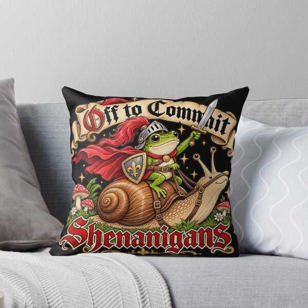 Item preview, Off to Commit Shenanigans Frog Riding Snail Medieval Knight Meme designed and sold by Fragy72.