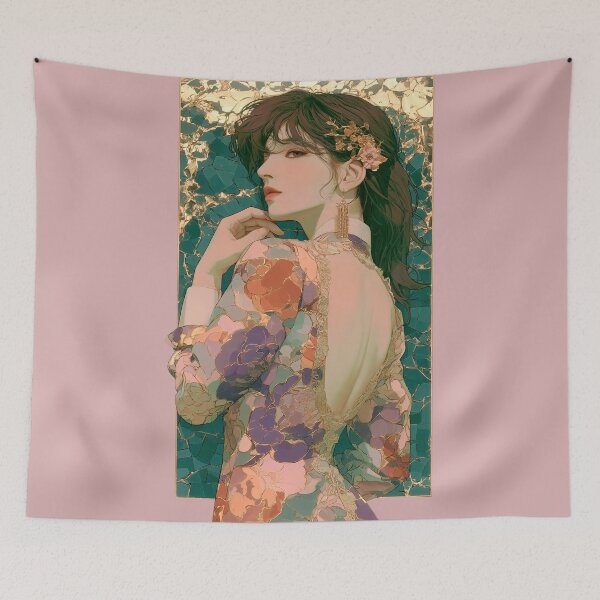 Item preview, Elegant Floral Woman with Gold Textures designed and sold by colorful-white.