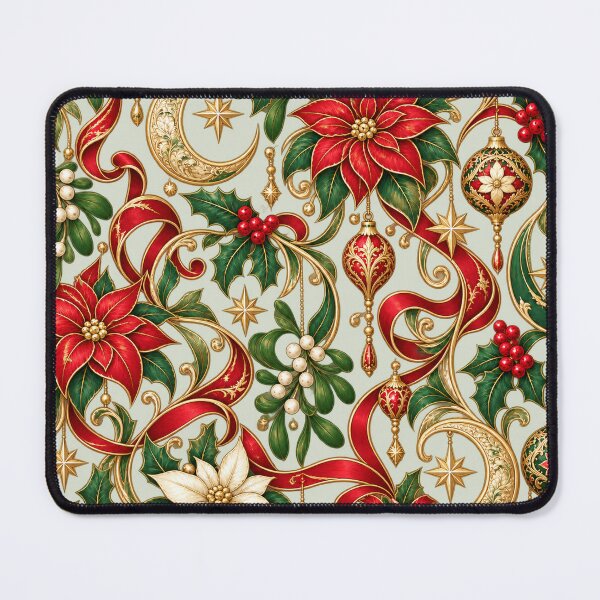 Item preview, Art Nouveau Christmas – Elegant Poinsettia and Golden Moon Pattern designed and sold by MetaModel Editions.