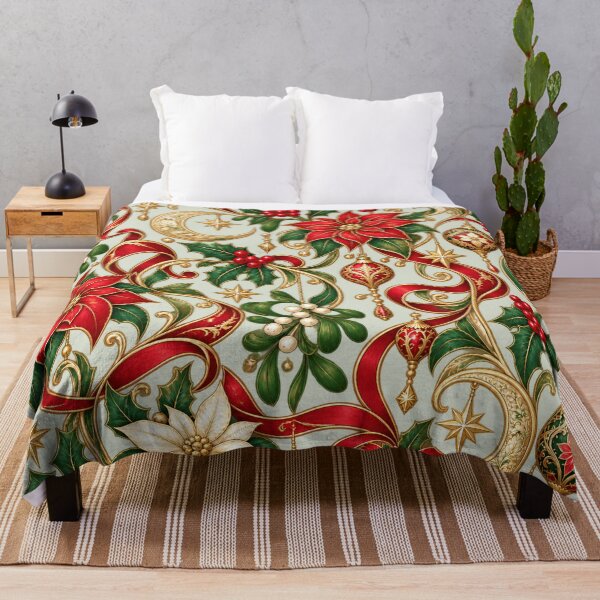 Item preview, Art Nouveau Christmas – Elegant Poinsettia and Golden Moon Pattern designed and sold by MetaModel Editions.