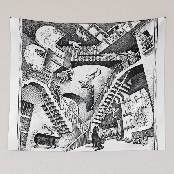 Item preview, Schrödinger's Cats Escher Illusion Art designed and sold by Sybille-Yates.