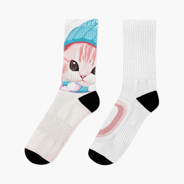 Item preview, Pink Kitten in Beanie with Marshmallows designed and sold by For-Cat Studio.