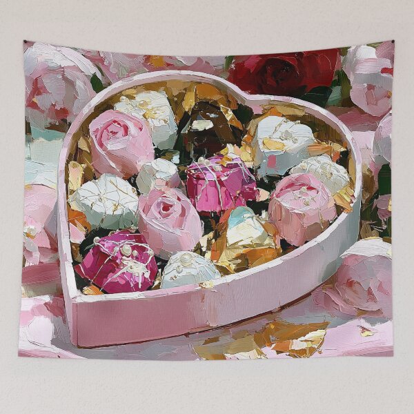 Item preview, Valentine Heart Chocolate Box Impasto Oil Painting designed and sold by colorful-white.