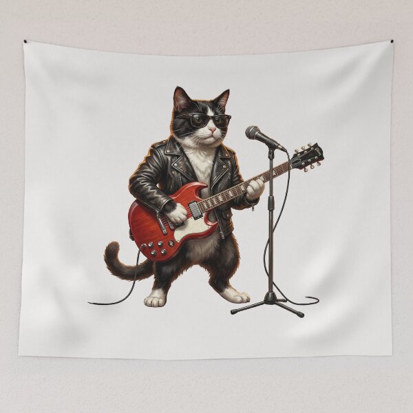 Item preview, Rock Star Cat with Guitar designed and sold by Glamalt.