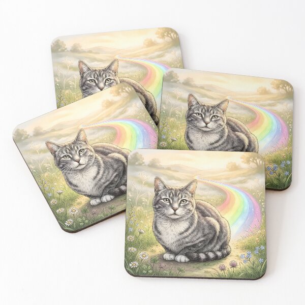 Item preview, Elderly Cat Waiting at the Rainbow Bridge Pet Memorial designed and sold by Sybille-Yates.