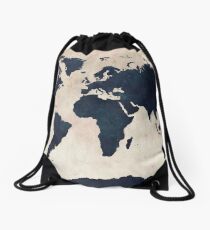 Weltkarte Distressed Navy Turnbeutel