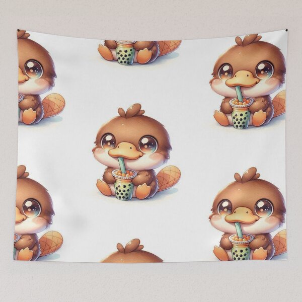 Item preview, Boba Time - Cute Kawaii Platypus Drinking Bubble Tea designed and sold by ArtByKapil.