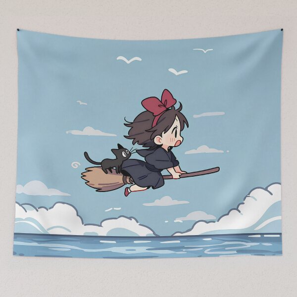 Item preview, Cute art girl [[kiki's]] go -%[ghiblis]%- flying aways on ocean designed and sold by Hydraart13.