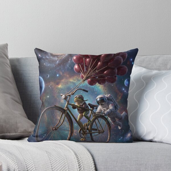 Item preview, Cosmic Bicycle Frog Astronaut Red Balloons Pop Surrealism Art designed and sold by Rain-Road.