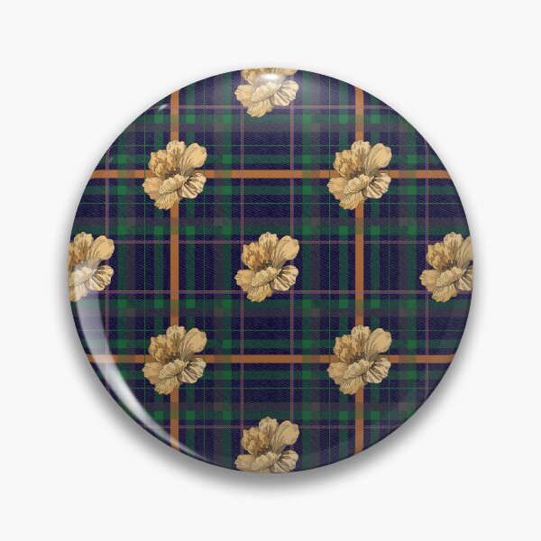 Item preview, Navy Tartan Plaid Pattern With Gold Flowers designed and sold by Jeffrey-Jeffrey.