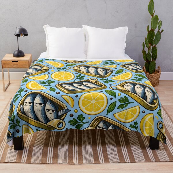 Item preview, Tinned Fish Pattern - Sardine Tins and Lemons designed and sold by CreatifStudios.