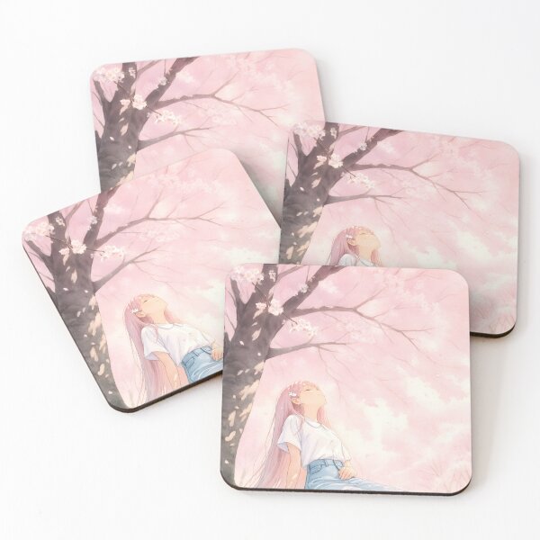 Item preview, Anime Girl Resting Under Cherry Blossom Tree Aesthetic Spring Illustration designed and sold by ManuMax93.
