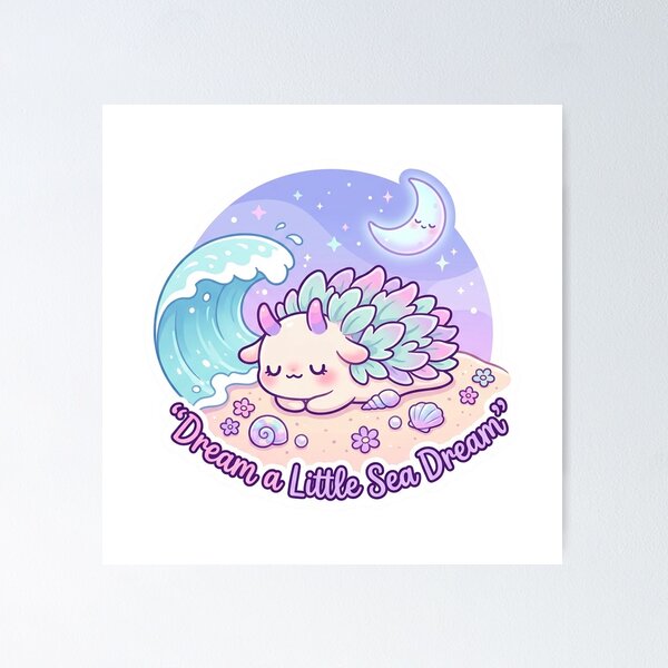 Item preview, Cute Baby Sea Sheep Moonlit Beach Kawaii Sticker designed and sold by Art-N-Glue.