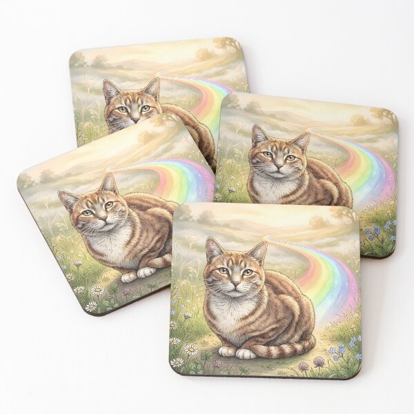 Item preview, Elderly Cat Waiting at the Rainbow Bridge Pet Memorial designed and sold by Sybille-Yates.
