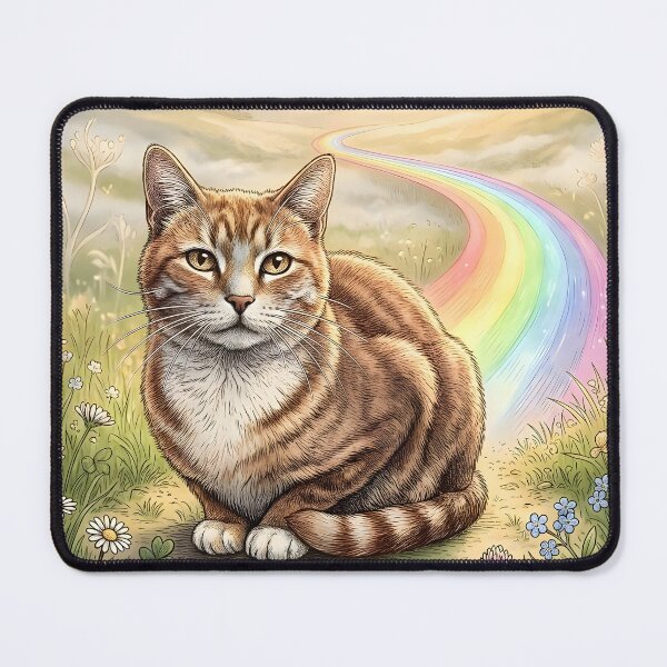 Item preview, Elderly Cat Waiting at the Rainbow Bridge Pet Memorial designed and sold by Sybille-Yates.