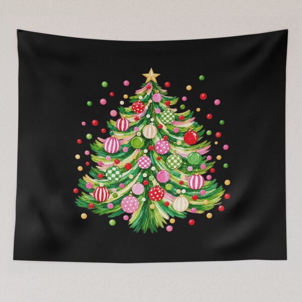 Item preview, Pink and Green Christmas Tree with Patterned Ornaments designed and sold by Phil Ben.