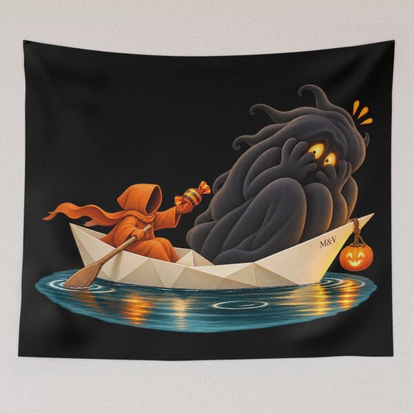 Item preview, Shy Monster on a Halloween Boat designed and sold by Qenlo.