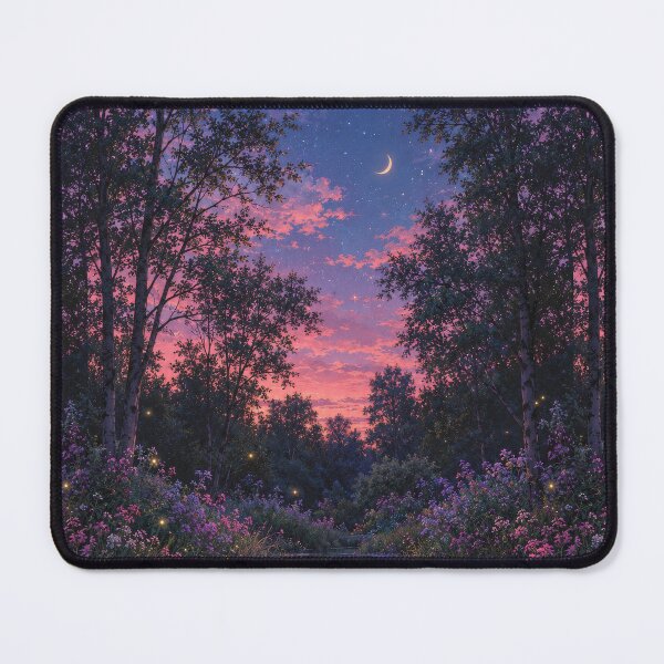 Item preview, Dreamy Twilight Pond – Enchanted Forest & Pink Purple Sky designed and sold by H-Tsvetkova.