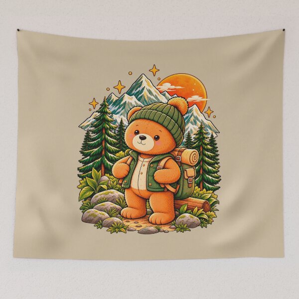 Item preview, Cute Hiking Teddy Bear in the Mountains designed and sold by  SViDVAn Studio.