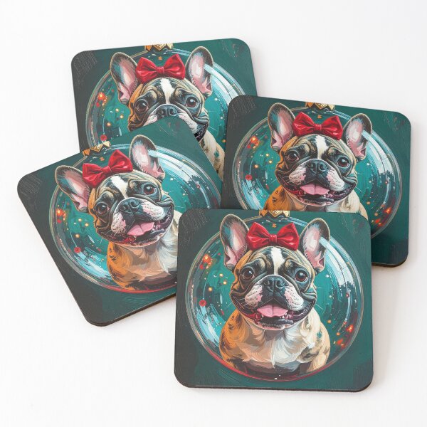 Item preview, Pied French Bulldog in a Christmas Ornament Painting designed and sold by icemanphotos.