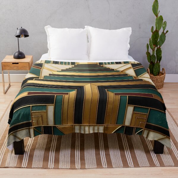 Item preview, Art Deco Ziggurat Geometric Gold Brown and Black Pattern designed and sold by Sybille-Yates.