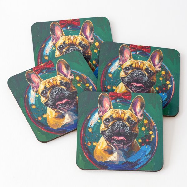 Item preview, Fawn French Bulldog in a Christmas Ornament Painting designed and sold by icemanphotos.