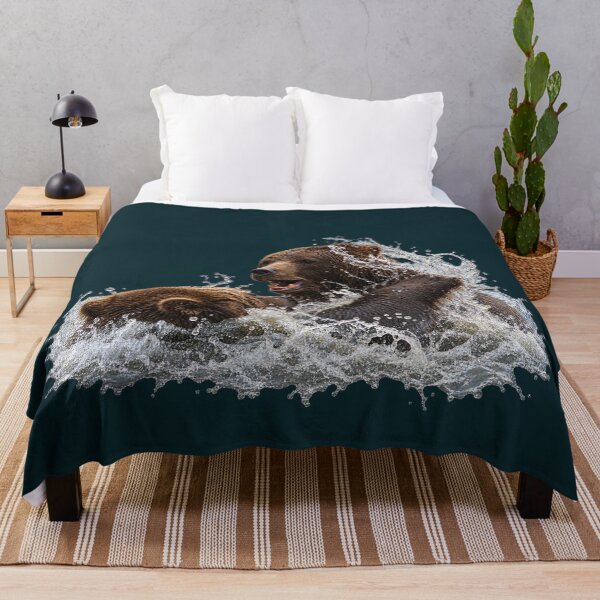 Item preview, Two Brown Bears Playfully Wrestling in Water designed and sold by Medve Photography & Design.