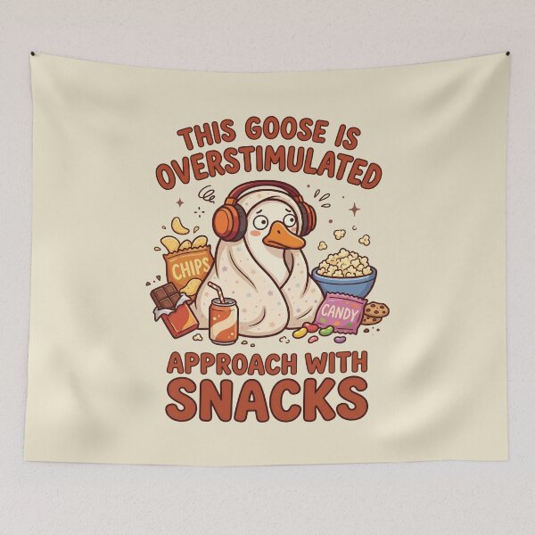 Item preview, This Goose Is Overstimulated Approach With Snacks – Funny Goose Humor designed and sold by GlimTig.