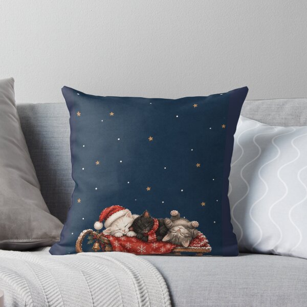 Item preview, Three Sleeping Kittens on a Sleigh – Vintage Christmas Watercolor Illustration, Cute Cat Holiday Art, Cozy Winter Wall Decor designed and sold by mayatA-rt.