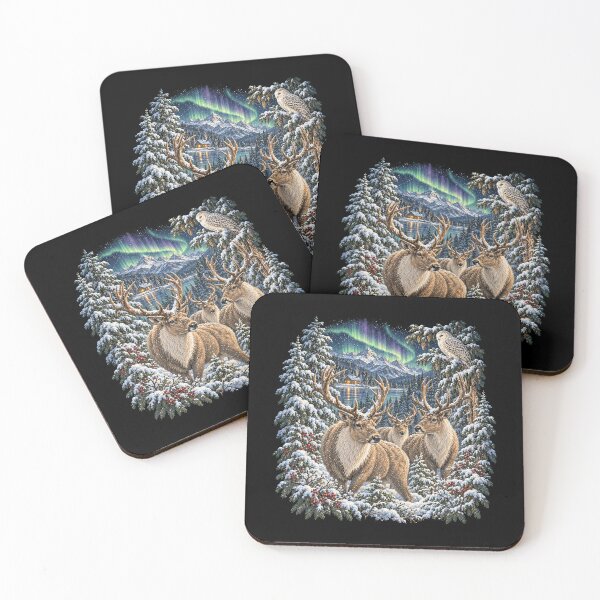 Item preview, Aurora Winter Stags and Snowy Owl designed and sold by SassCity.