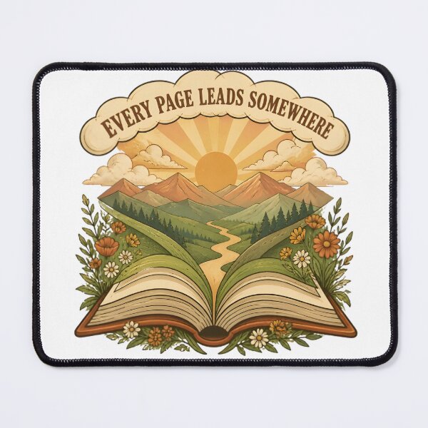 Item preview, Retro Open Book With Mountain Sunrise designed and sold by Artisan-Vault.