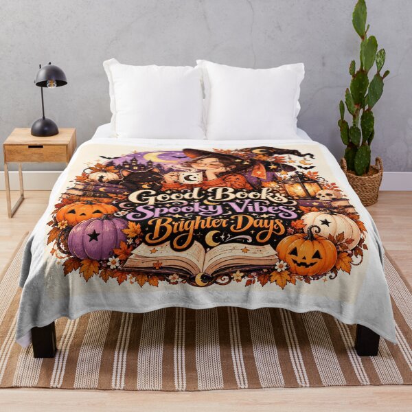 Item preview, Good Books Spooky Vibes Brighter Days–Witchy Book Lover Halloween Sticker designed and sold by PaginaBrew.